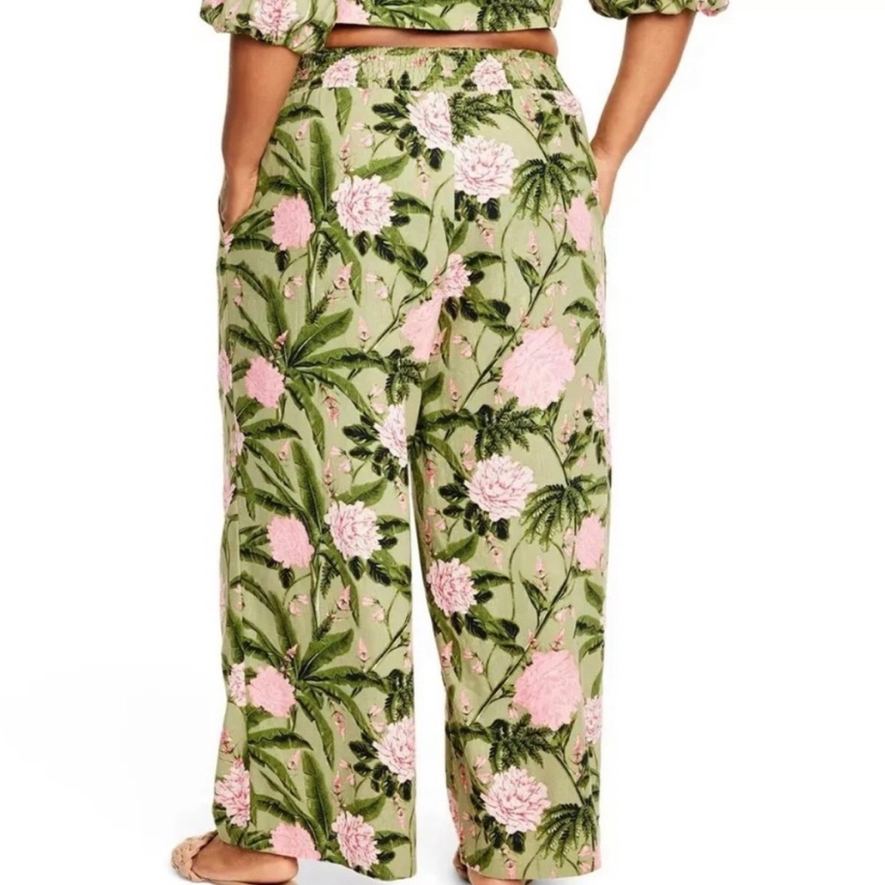 Agua Bendita × Target Large Peony Print Pants | Size XXL | Green/Pink - Picture 3 of 6